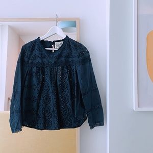 Sea Eyelet Long Sleeve Top